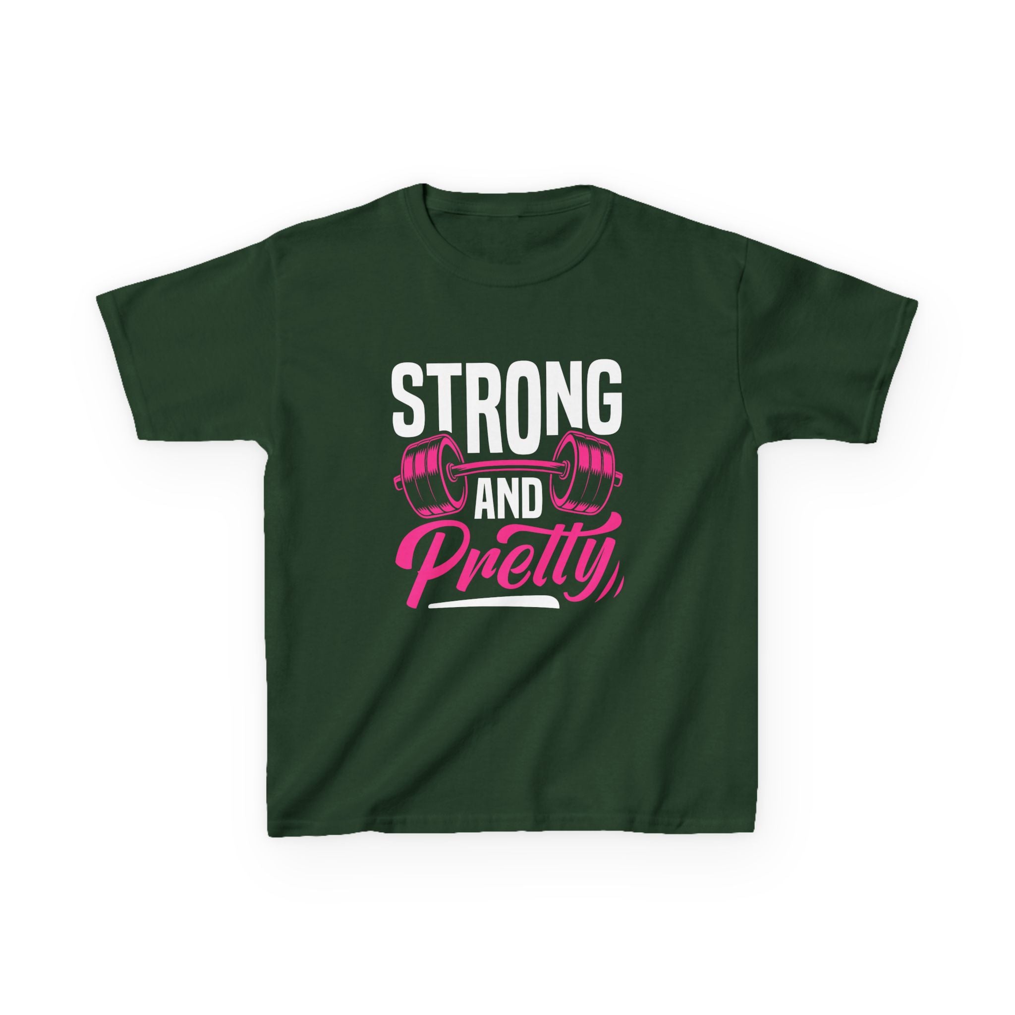 Kids Tee — "Pretty" Pink Barbell Graphic