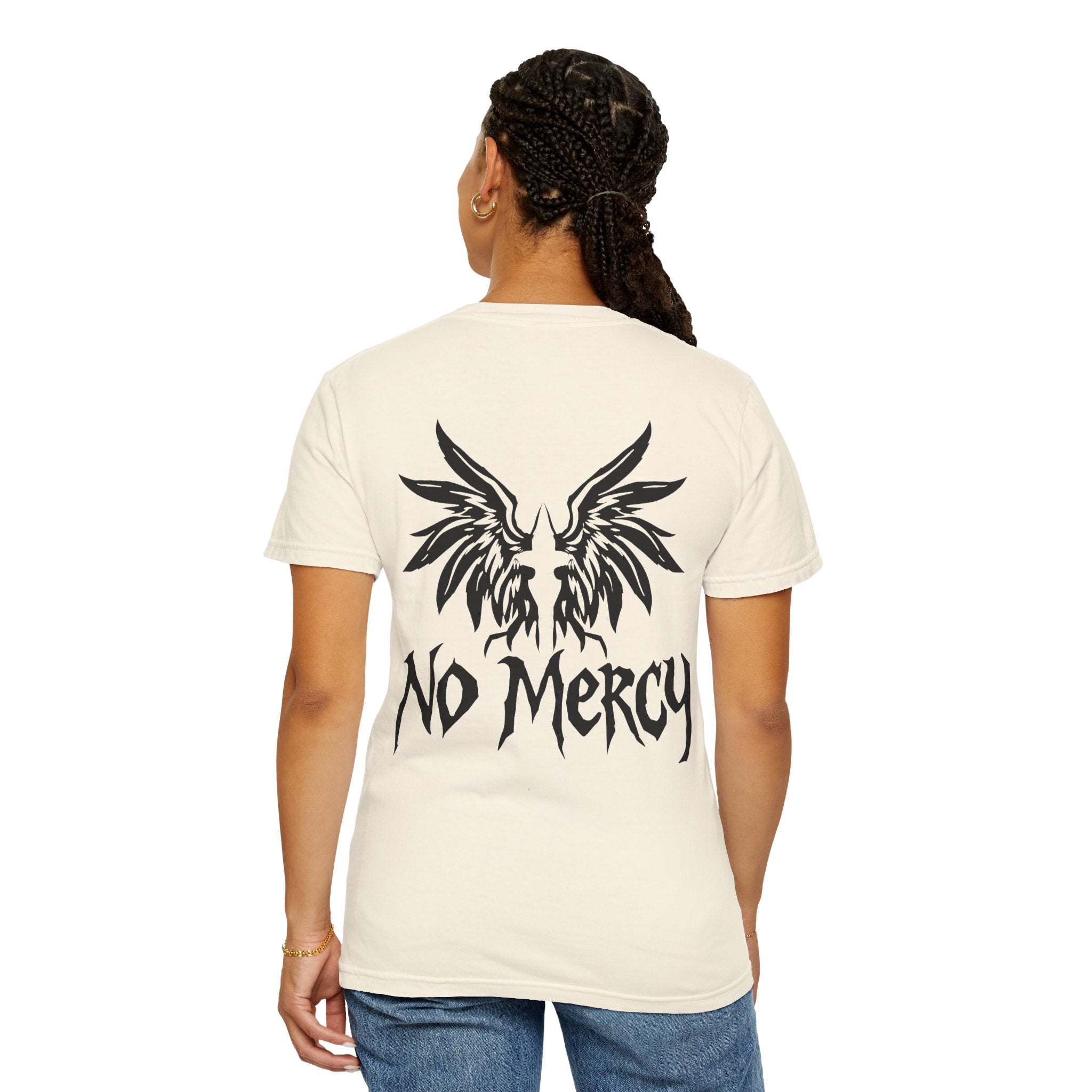 No Mercy Wings T-Shirt — Gothic Angel Graphic Tee