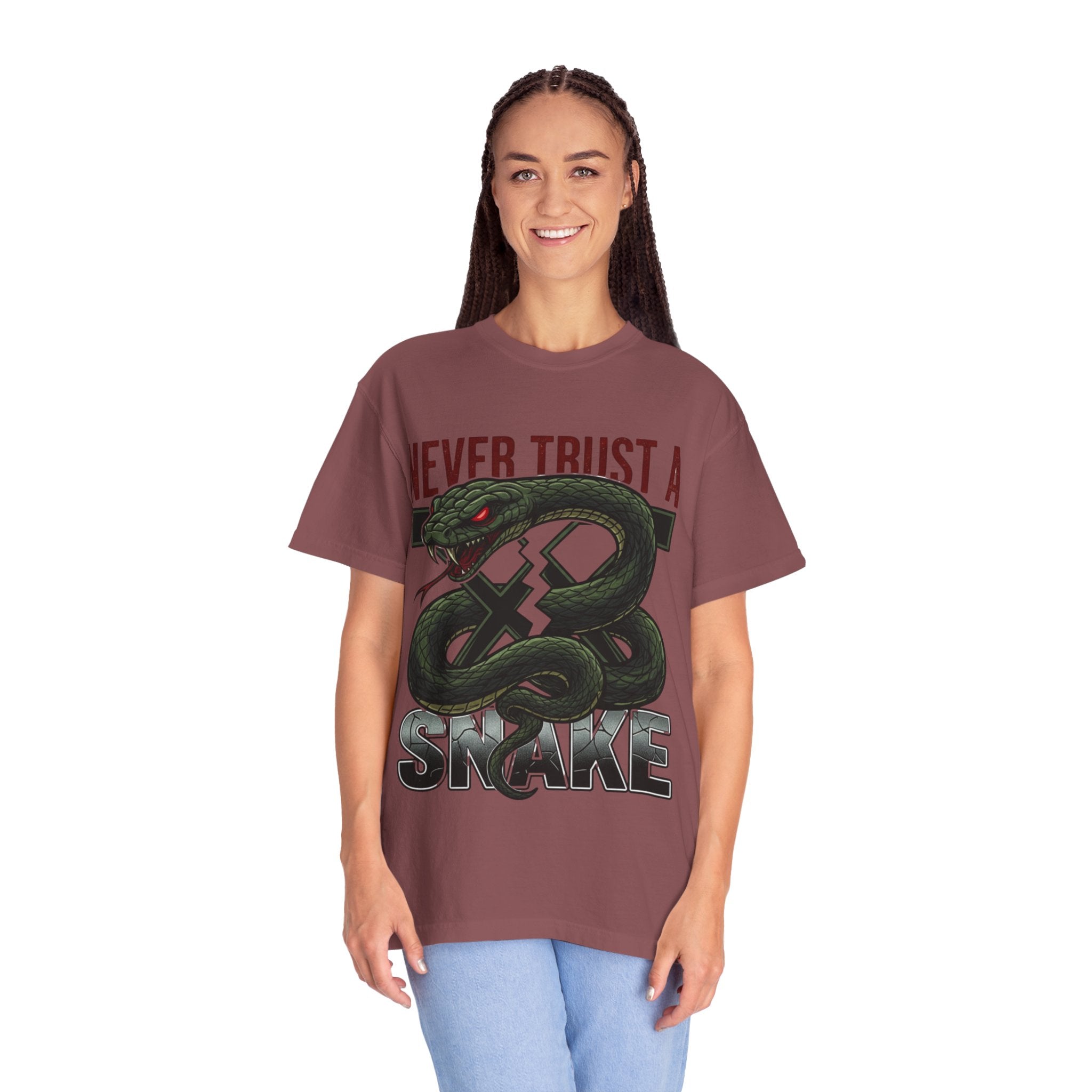 Never Trust a Snake Graphic T-Shirt — Vintage Snake Illustration Tee