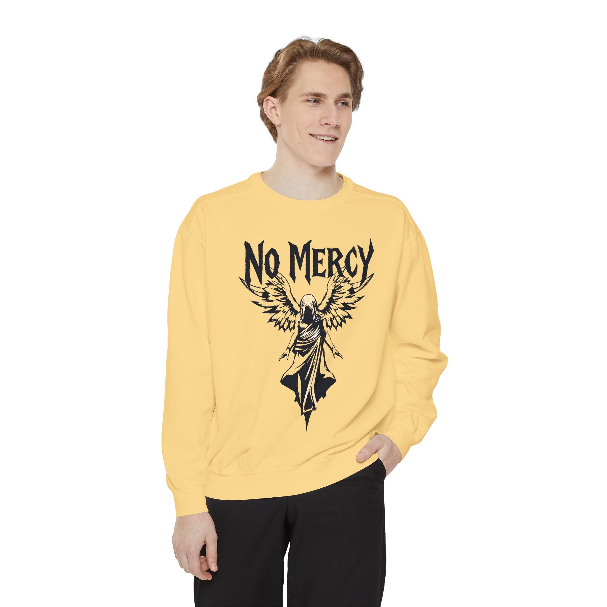 No Mercy Angel Sweatshirt — Gothic Graphic Crewneck