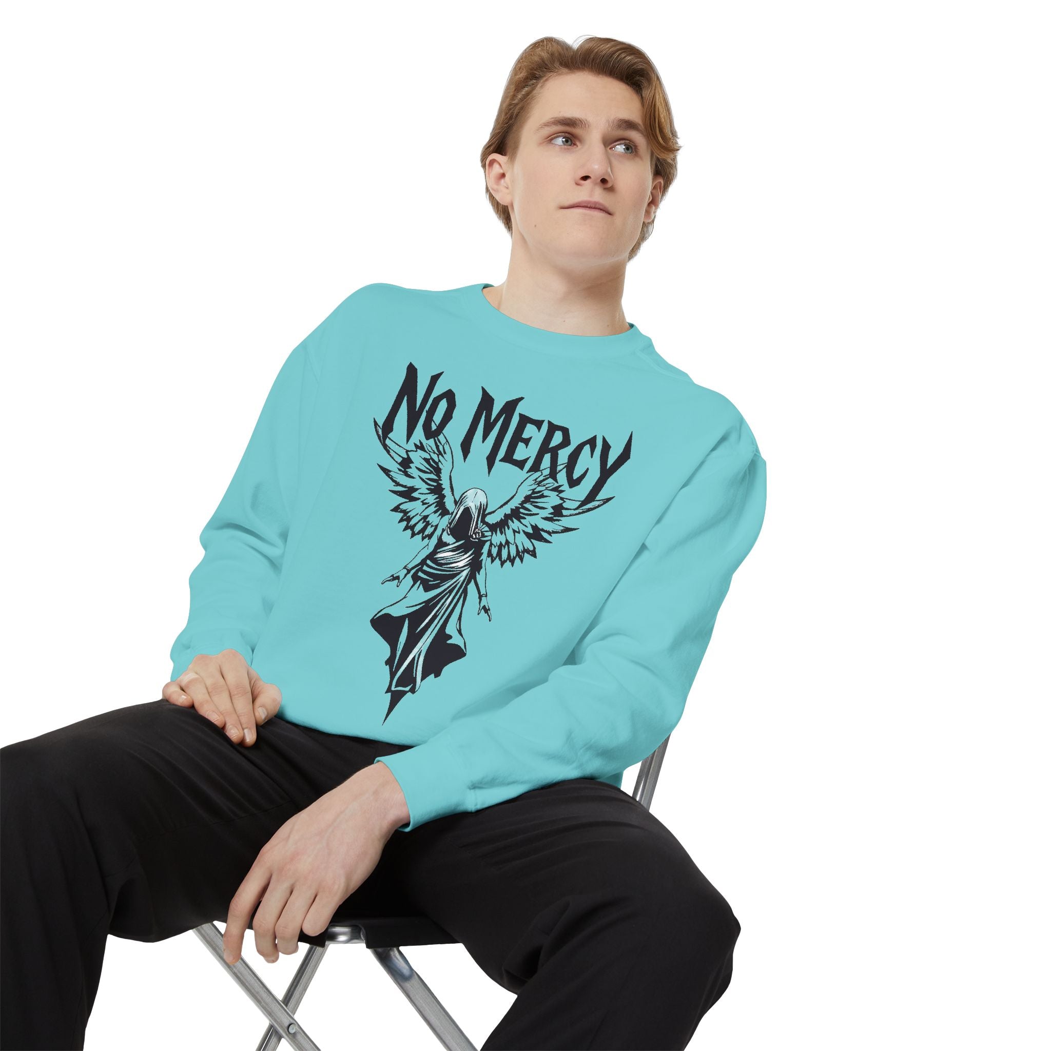 No Mercy Angel Sweatshirt — Gothic Graphic Crewneck