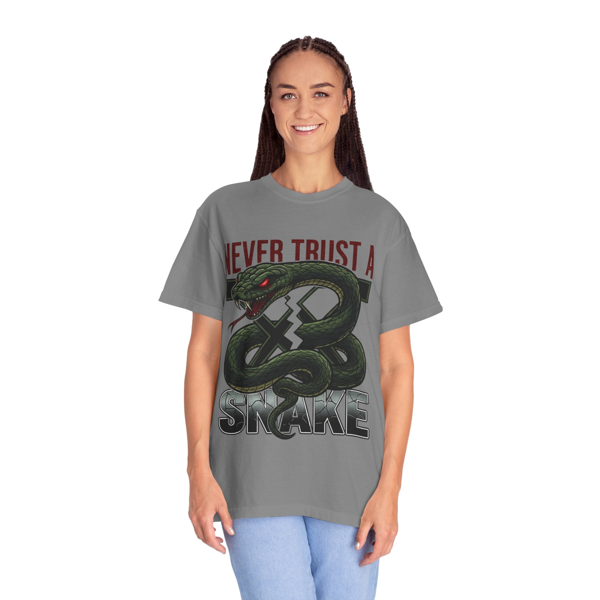 Never Trust a Snake Graphic T-Shirt — Vintage Snake Illustration Tee