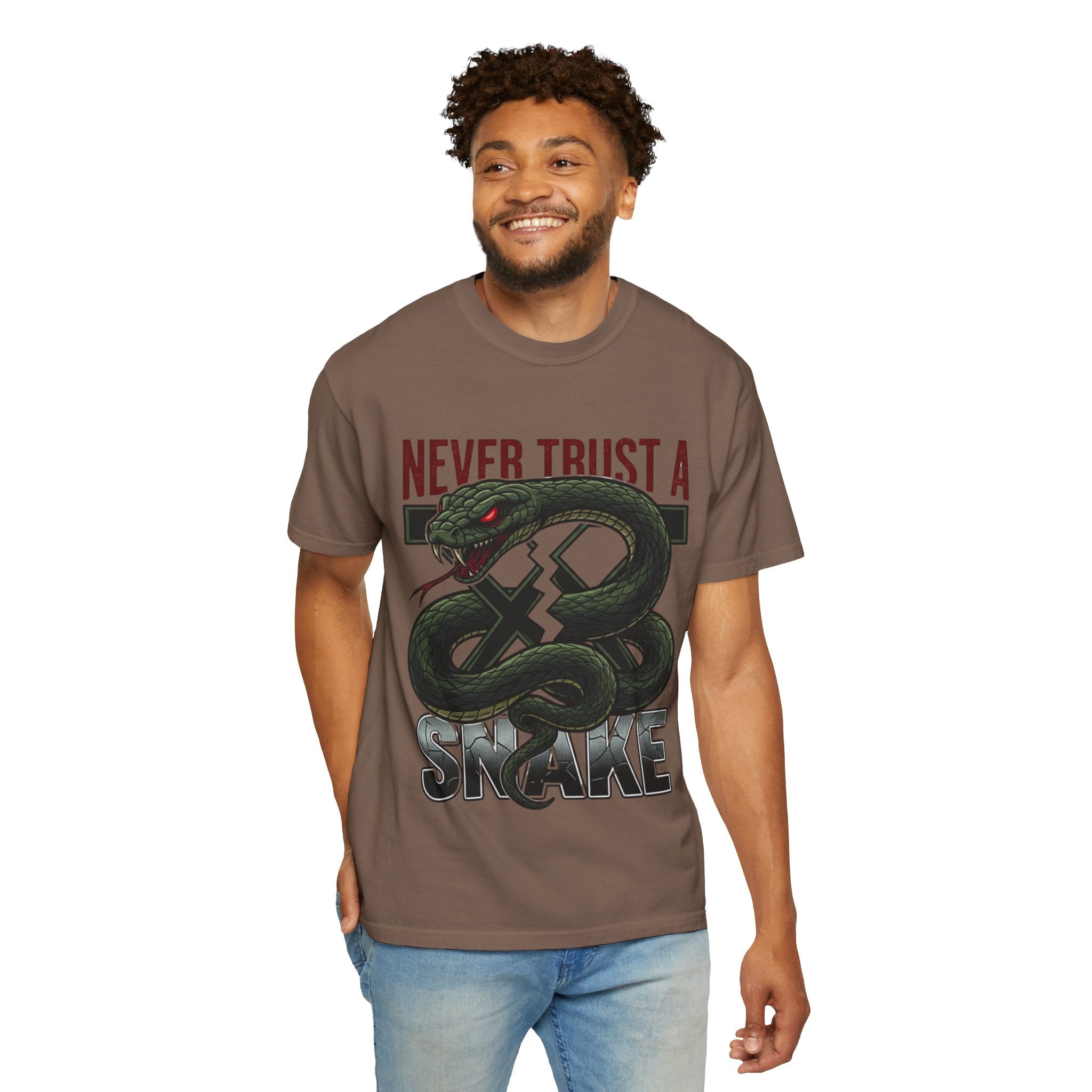 Never Trust a Snake Graphic T-Shirt — Vintage Snake Illustration Tee