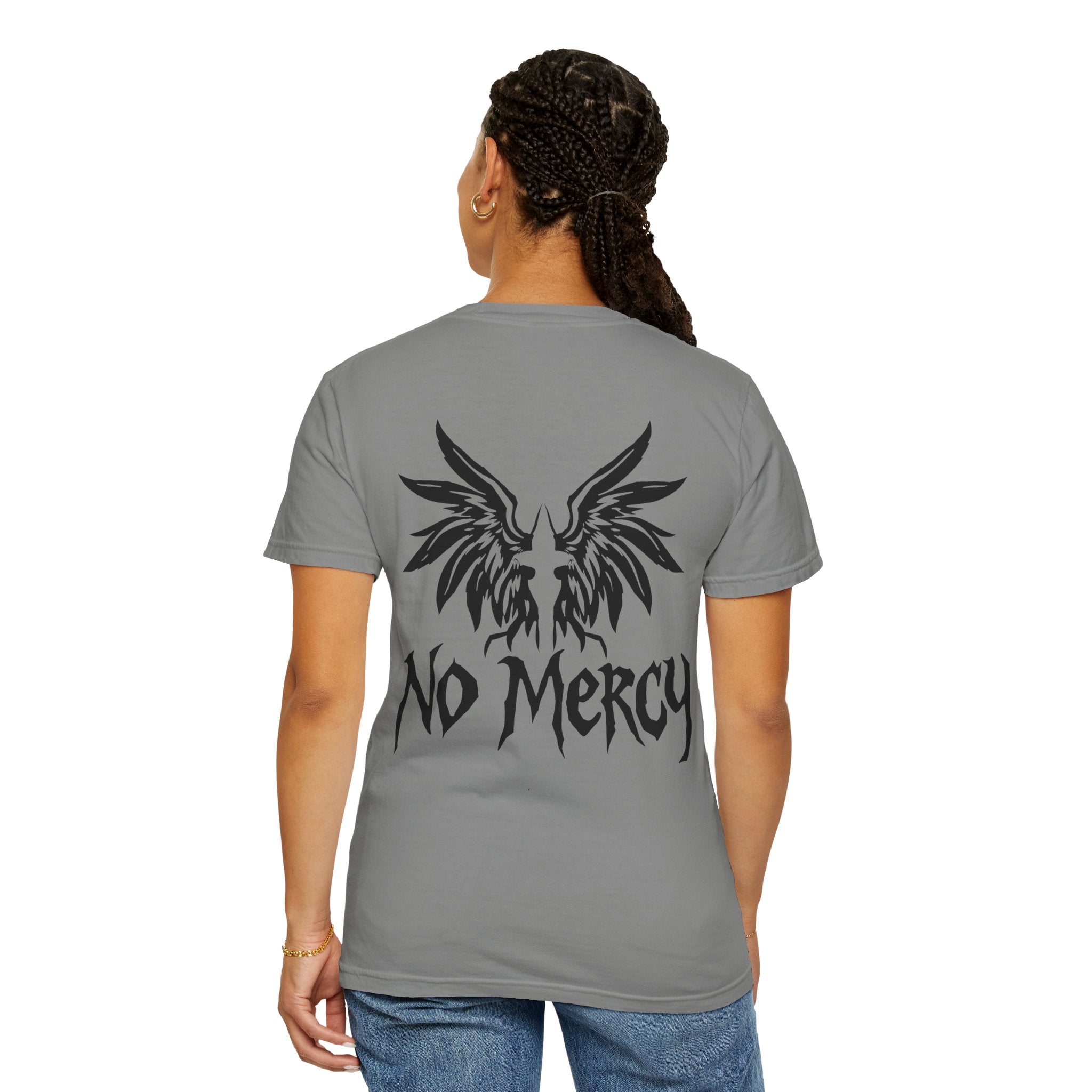 No Mercy Wings T-Shirt — Gothic Angel Graphic Tee