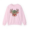 Cute Reindeer Face Sweatshirt – Festive Rudolph with Cap Christmas Crewneck
