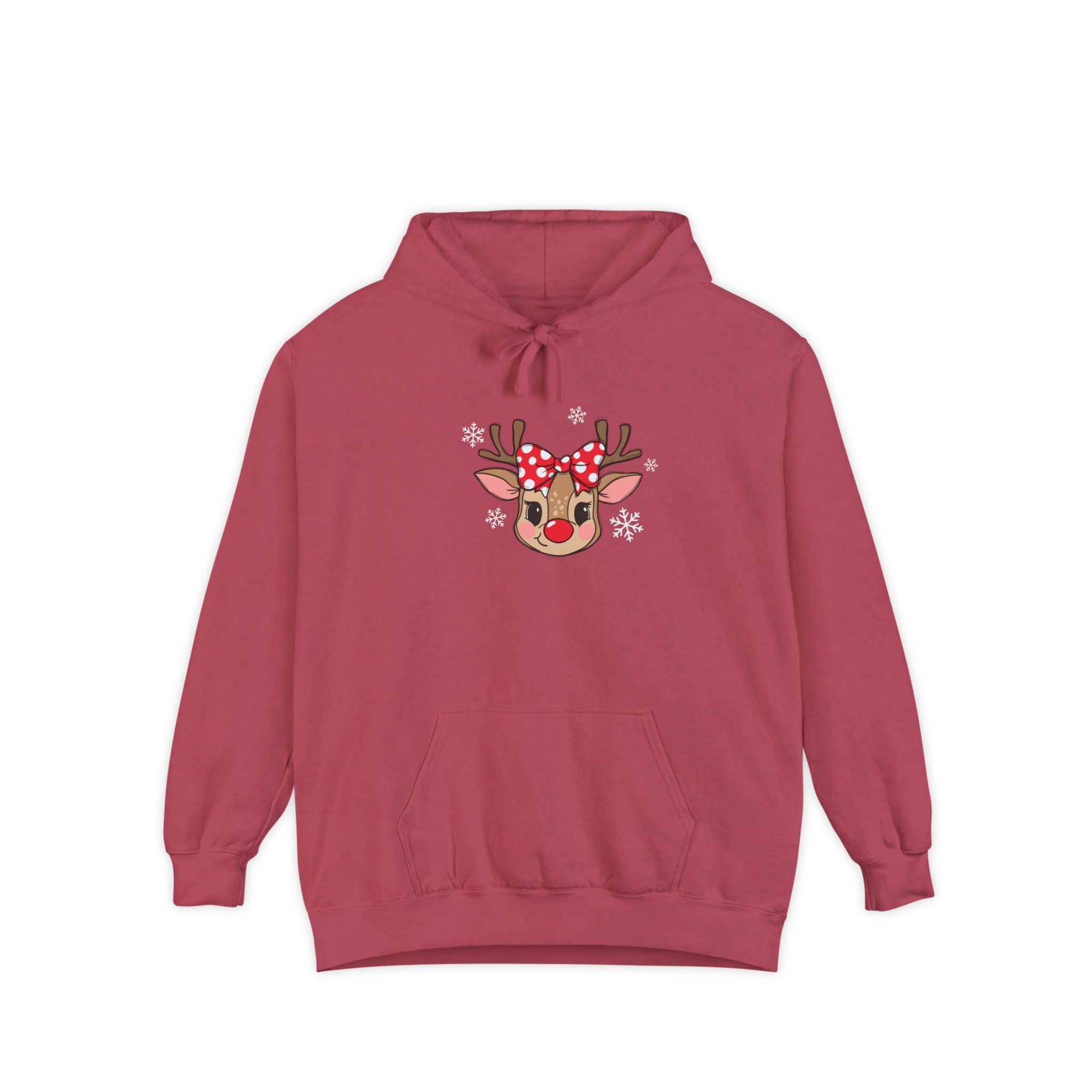 Reindeer Bow Hoodie — Cute Rudolph Face Christmas Pullover