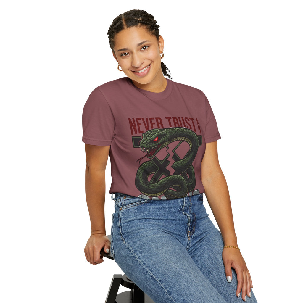 Never Trust a Snake Graphic T-Shirt — Vintage Snake Illustration Tee
