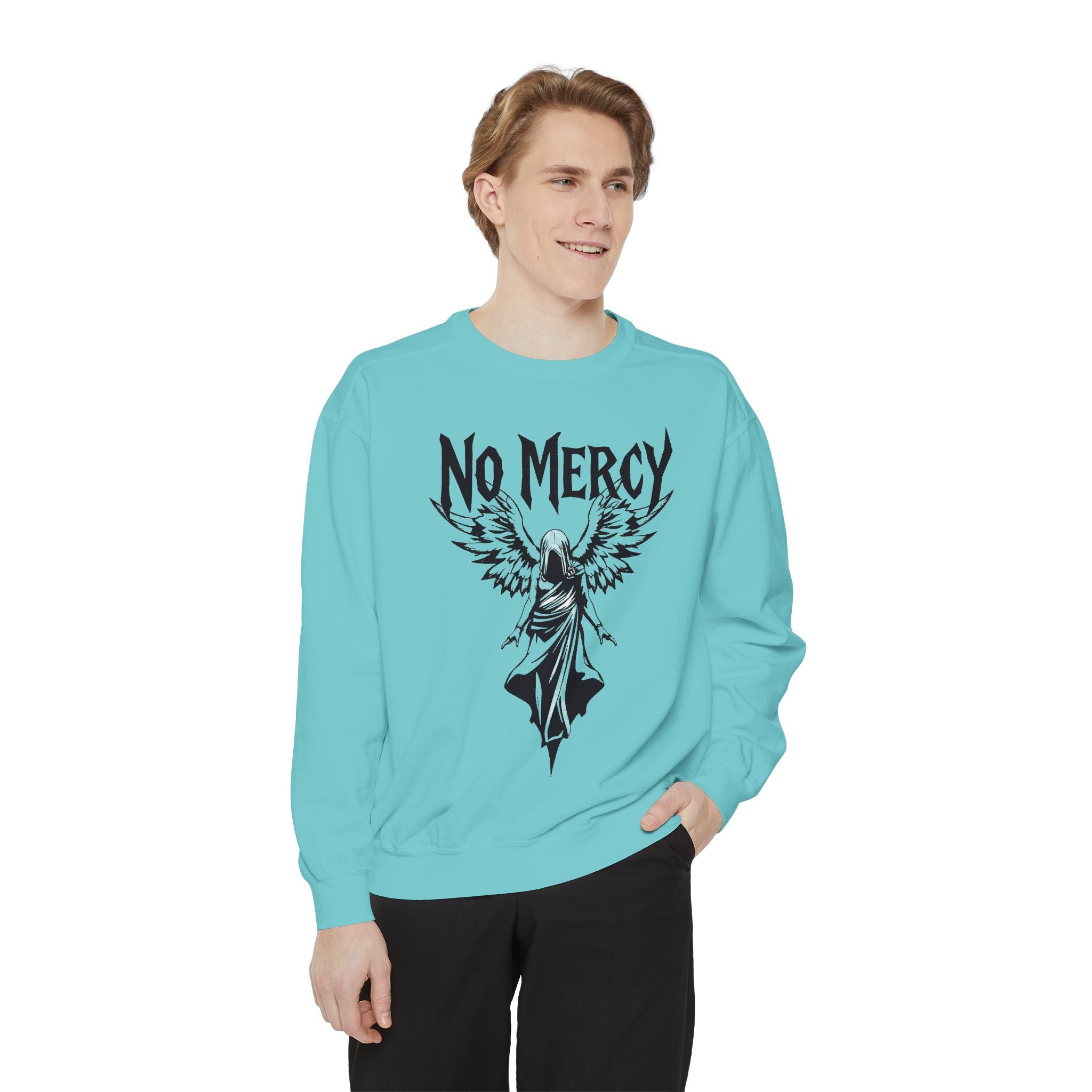 No Mercy Angel Sweatshirt — Gothic Graphic Crewneck