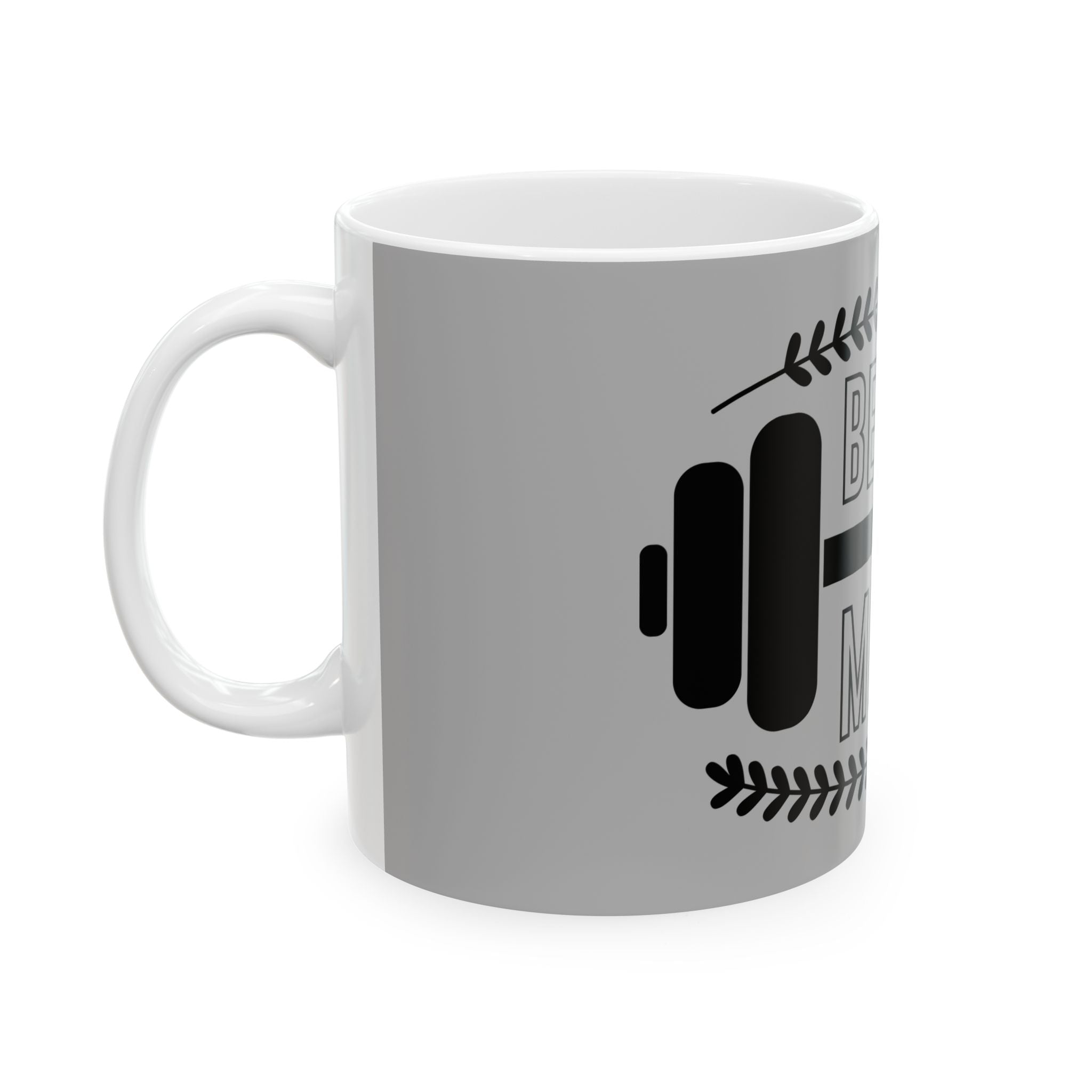 Beast Mode Barbell Ceramic Mug — Motivational Gym Coffee Cup (11oz/15oz)