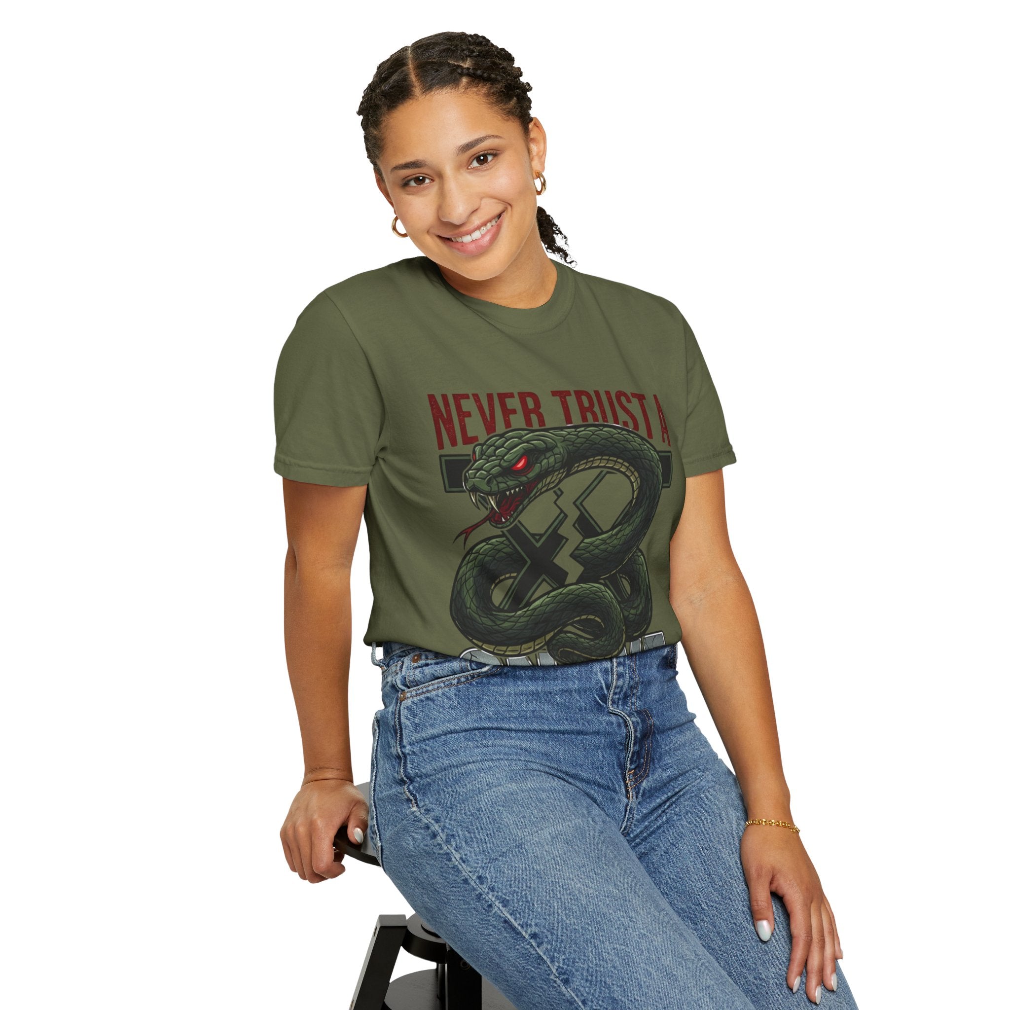 Never Trust a Snake Graphic T-Shirt — Vintage Snake Illustration Tee