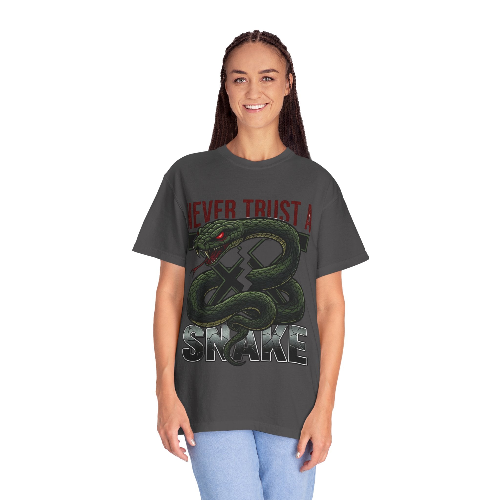 Never Trust a Snake Graphic T-Shirt — Vintage Snake Illustration Tee