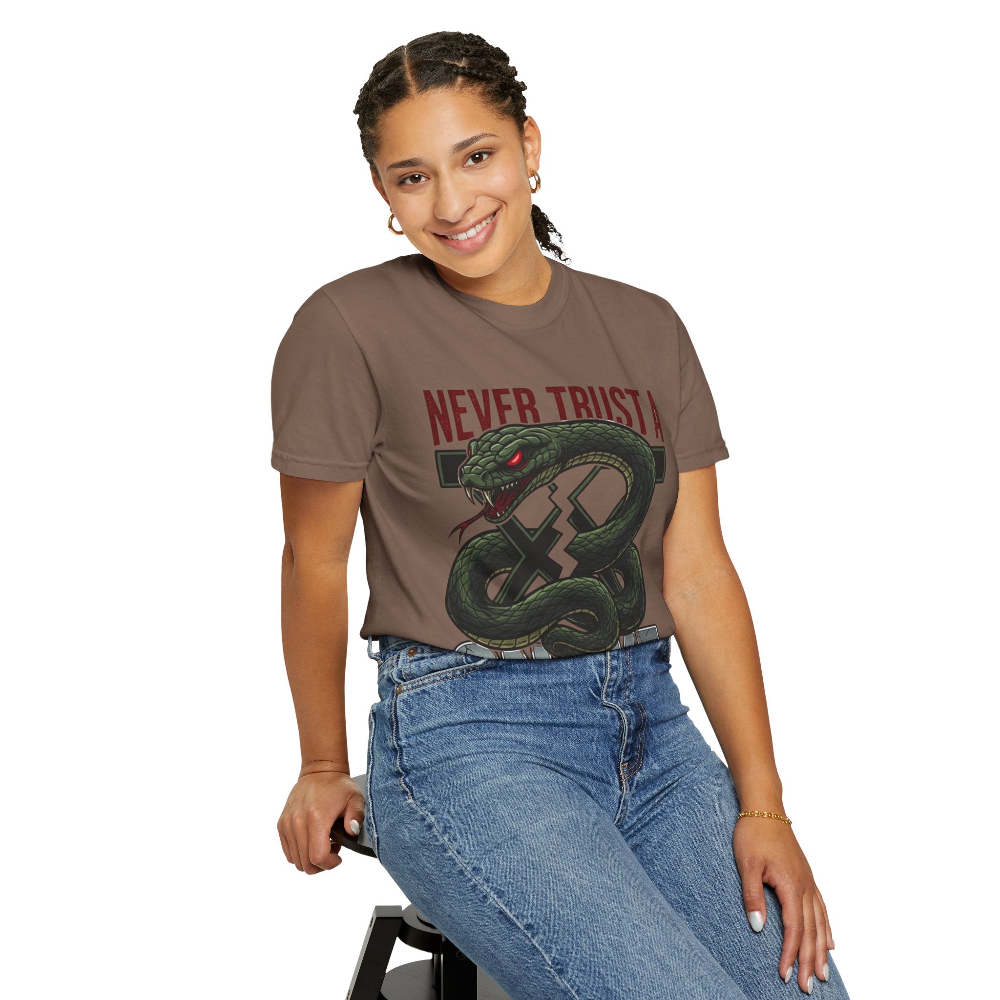 Never Trust a Snake Graphic T-Shirt — Vintage Snake Illustration Tee