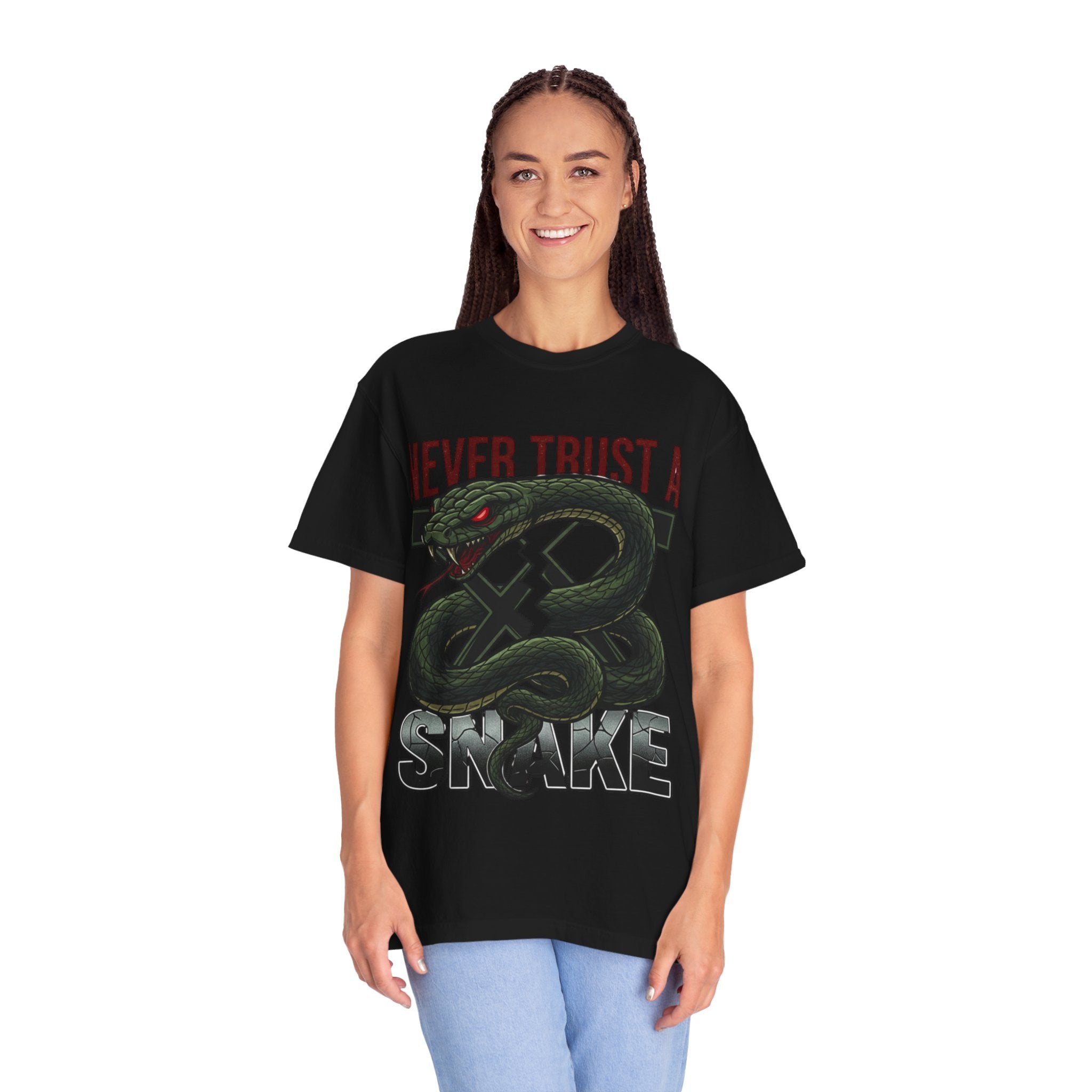Never Trust a Snake Graphic T-Shirt — Vintage Snake Illustration Tee
