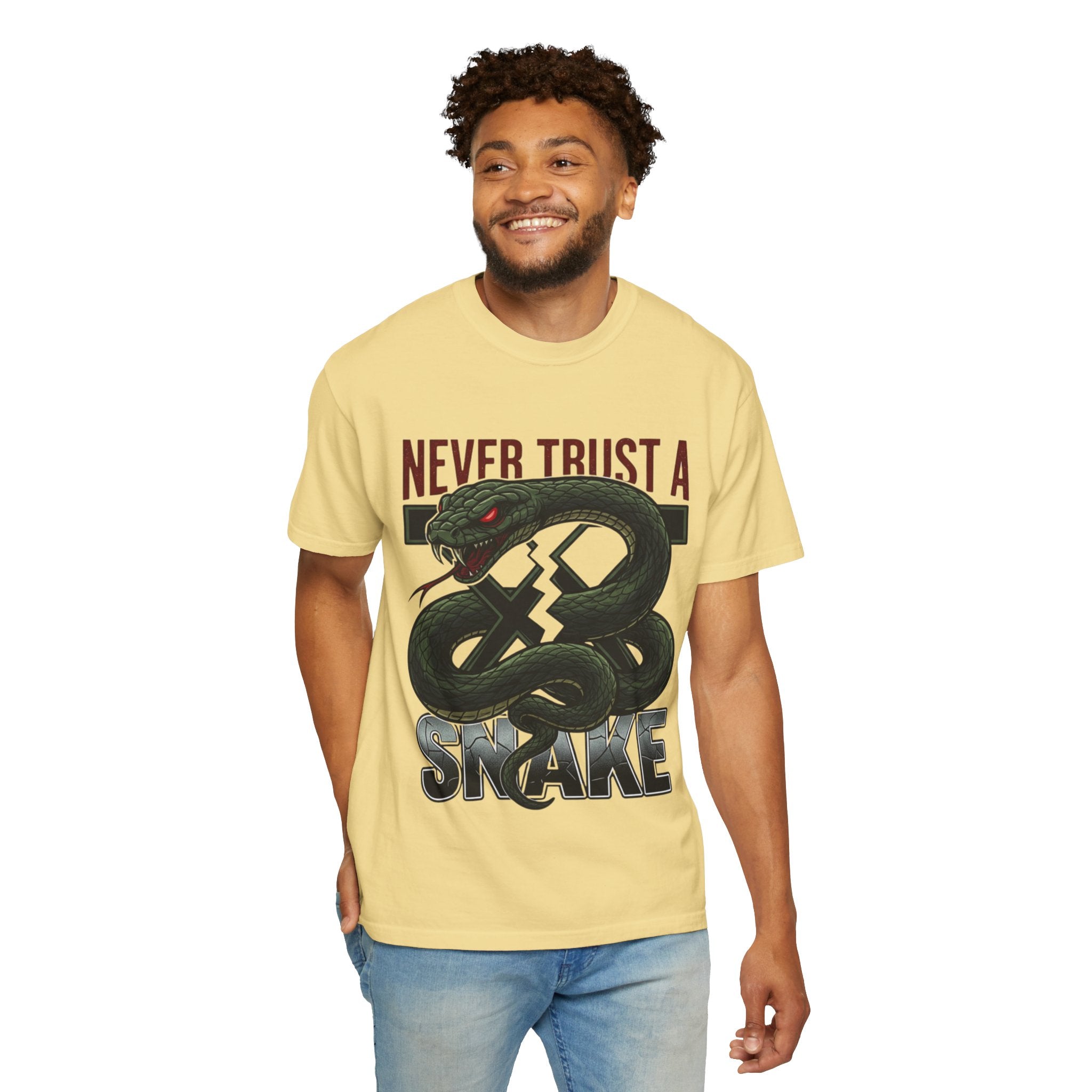 Never Trust a Snake Graphic T-Shirt — Vintage Snake Illustration Tee