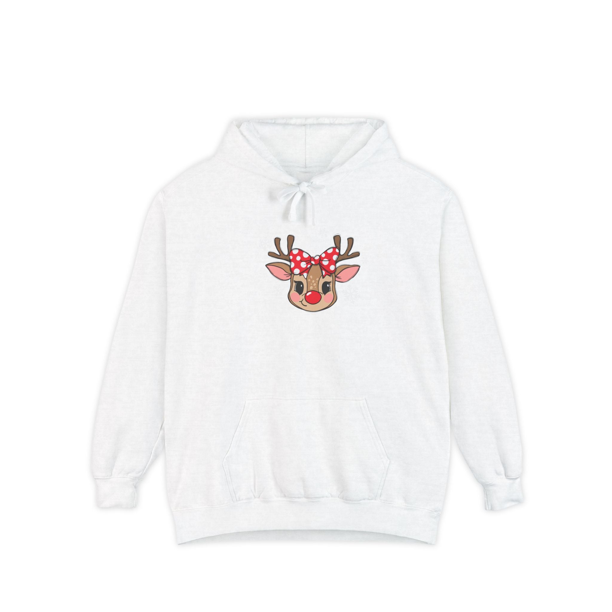 Reindeer Bow Hoodie — Cute Rudolph Face Christmas Pullover