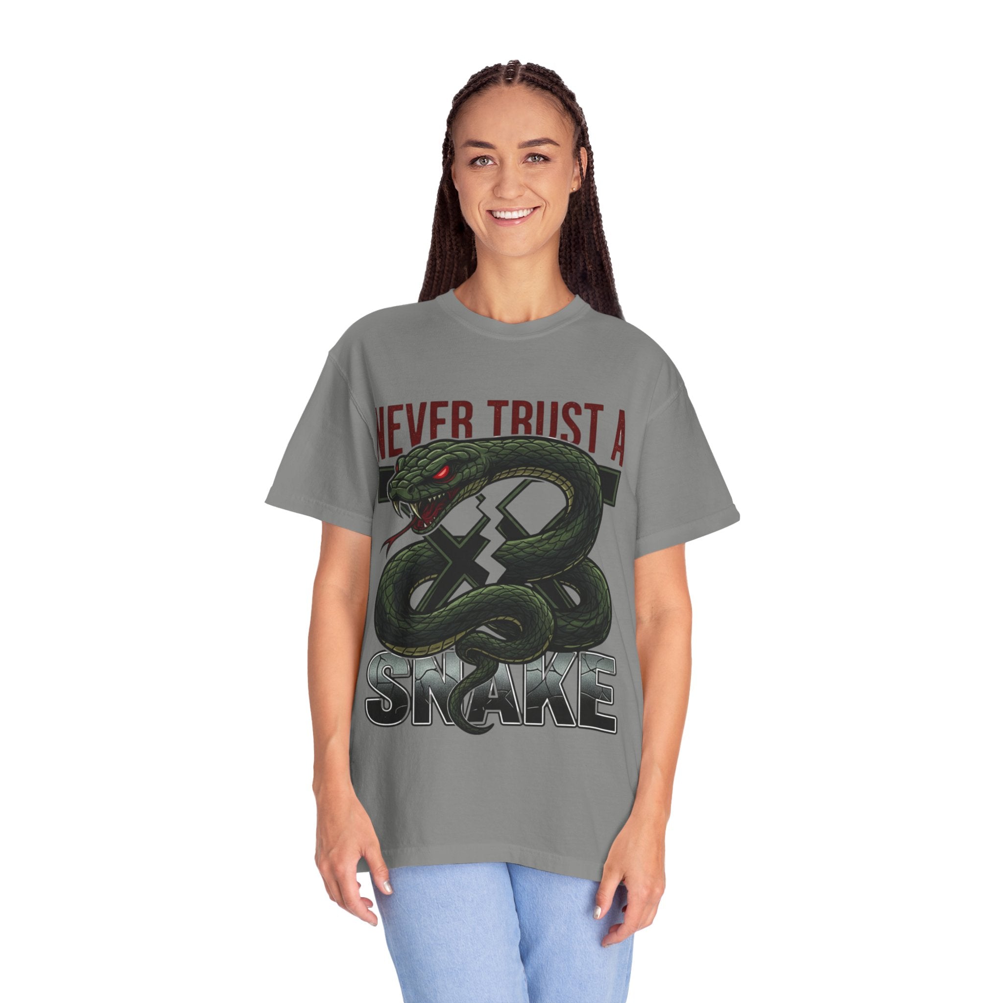 Never Trust a Snake Graphic T-Shirt — Vintage Snake Illustration Tee