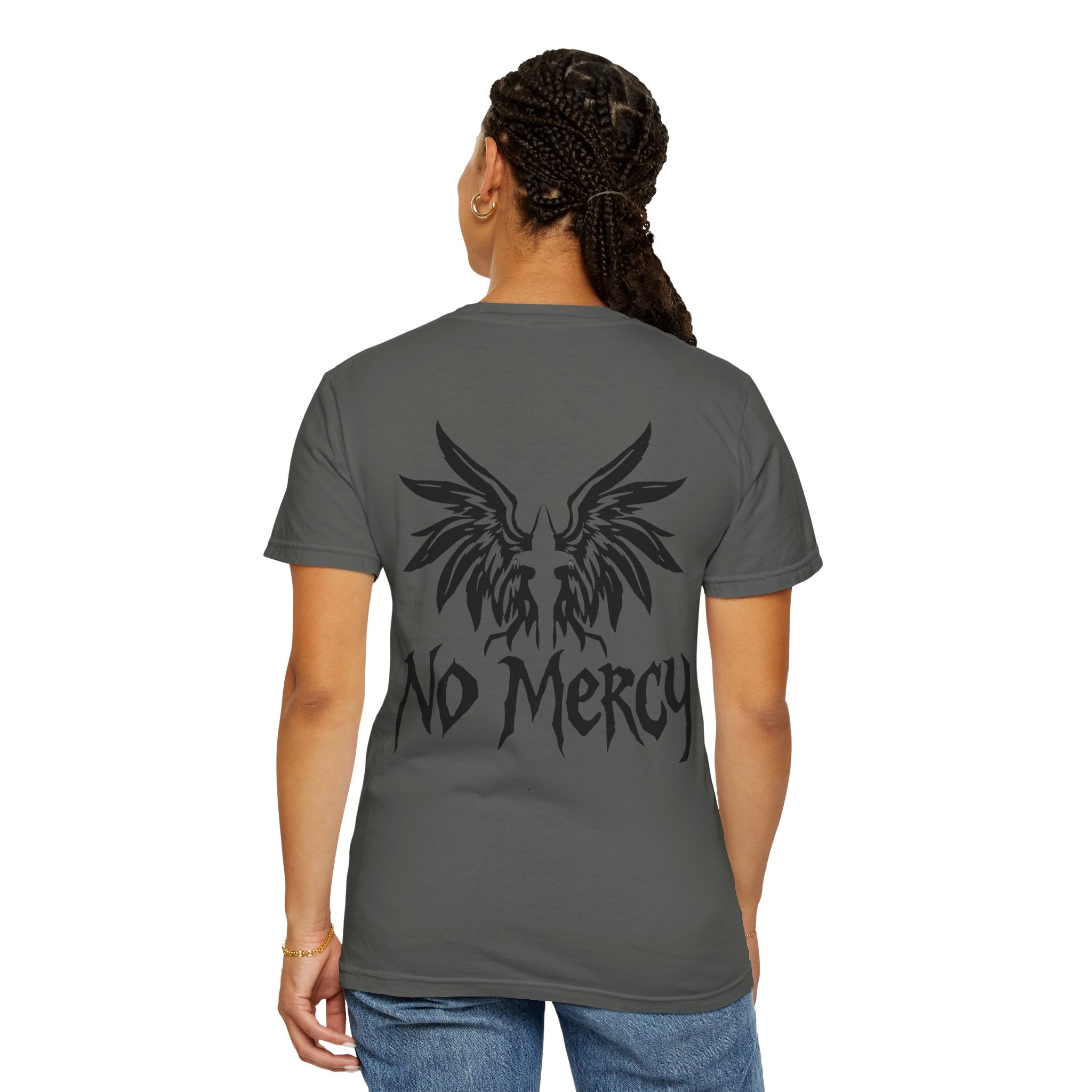 No Mercy Wings T-Shirt — Gothic Angel Graphic Tee