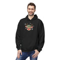 Christmas Reindeer Face Hoodie — Cute Rudolph with Green Beanie Holiday Sweatshirt