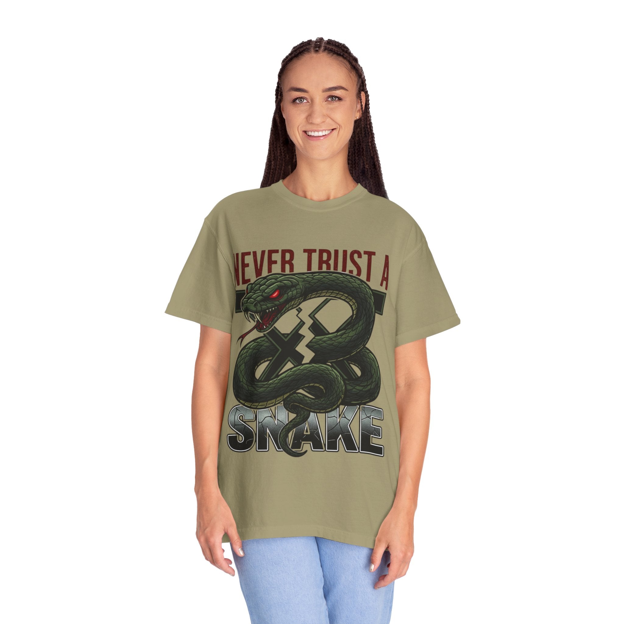 Never Trust a Snake Graphic T-Shirt — Vintage Snake Illustration Tee