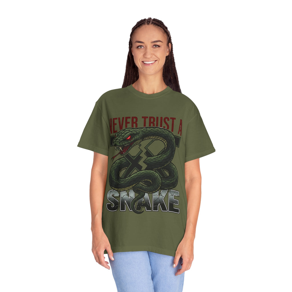 Never Trust a Snake Graphic T-Shirt — Vintage Snake Illustration Tee