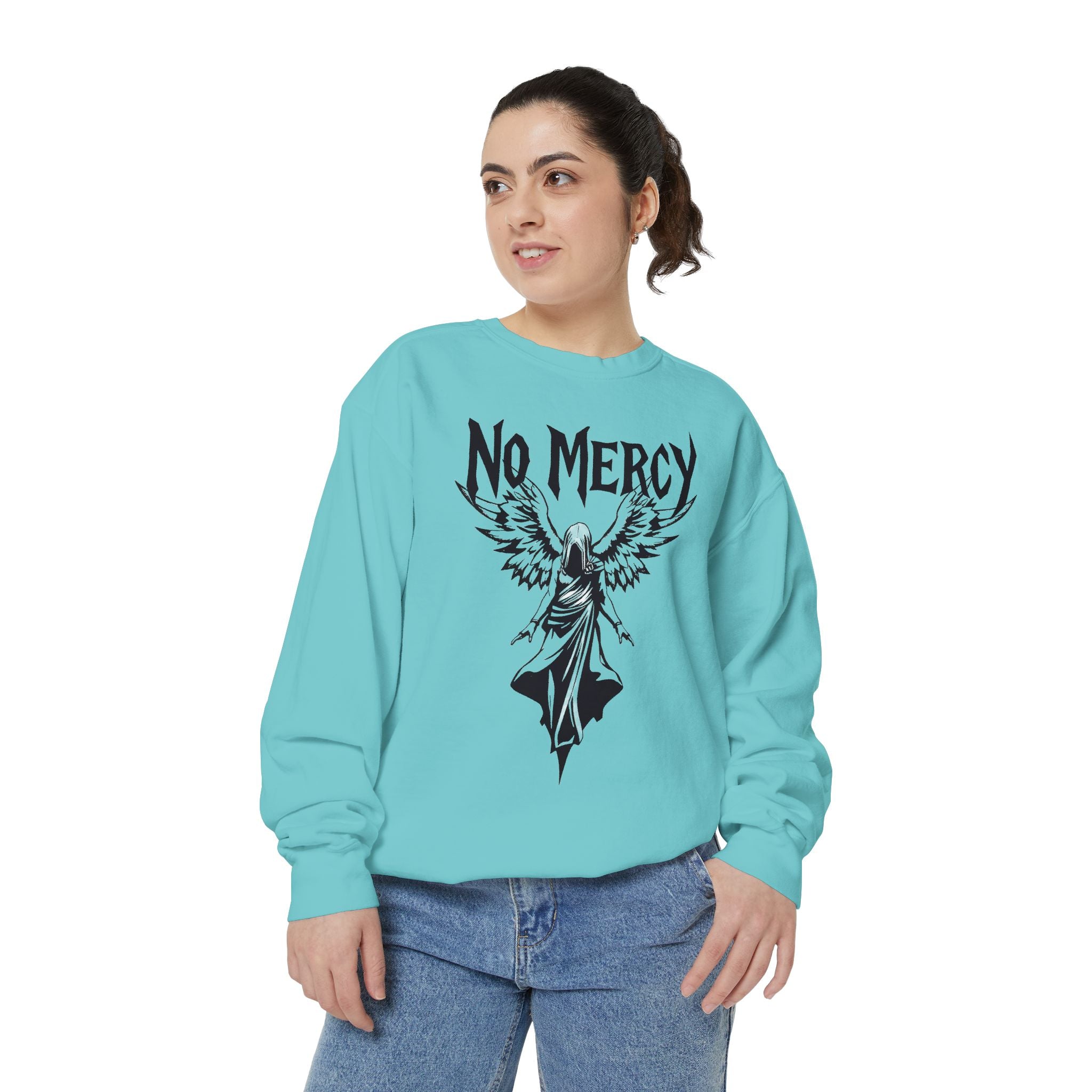 No Mercy Angel Sweatshirt — Gothic Graphic Crewneck