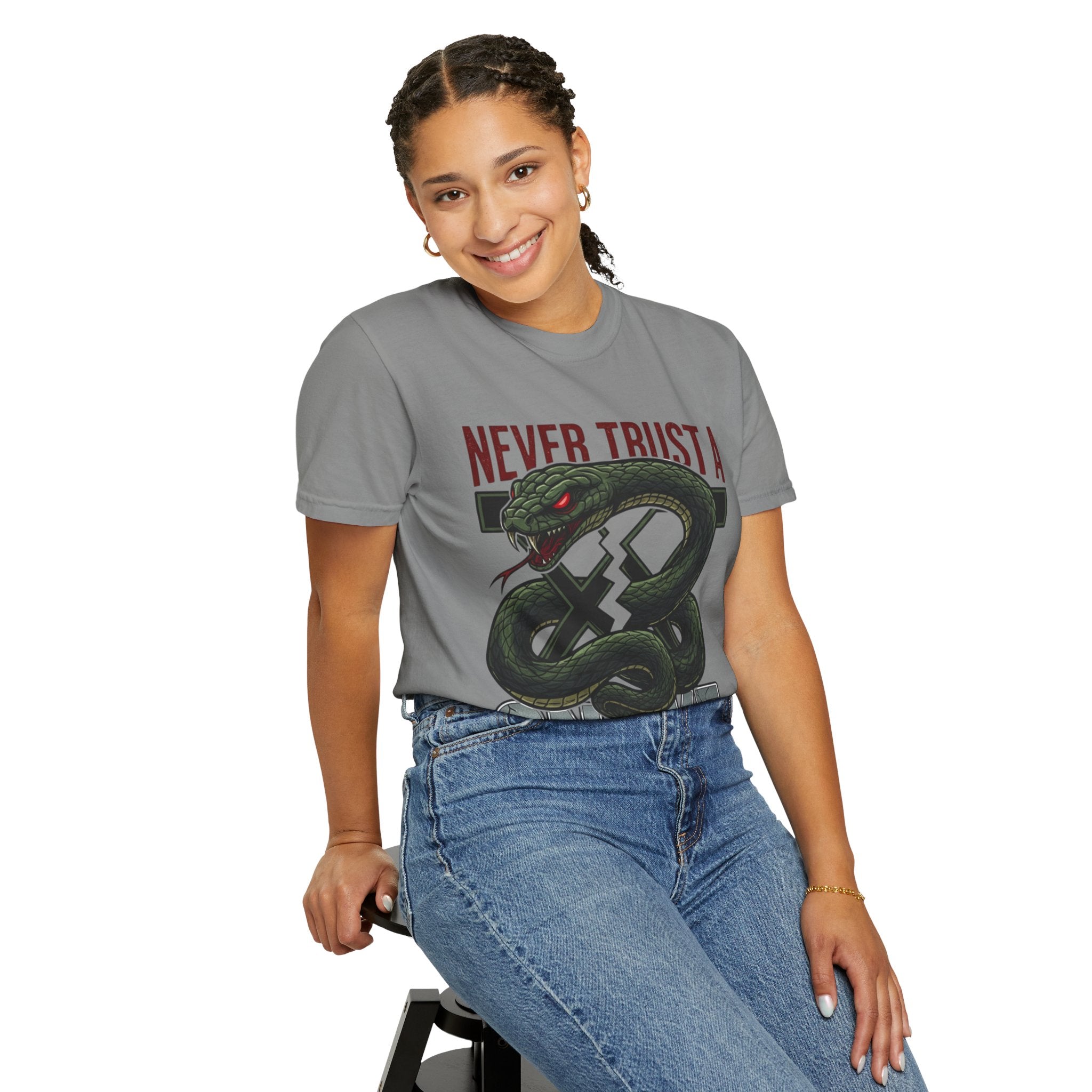 Never Trust a Snake Graphic T-Shirt — Vintage Snake Illustration Tee