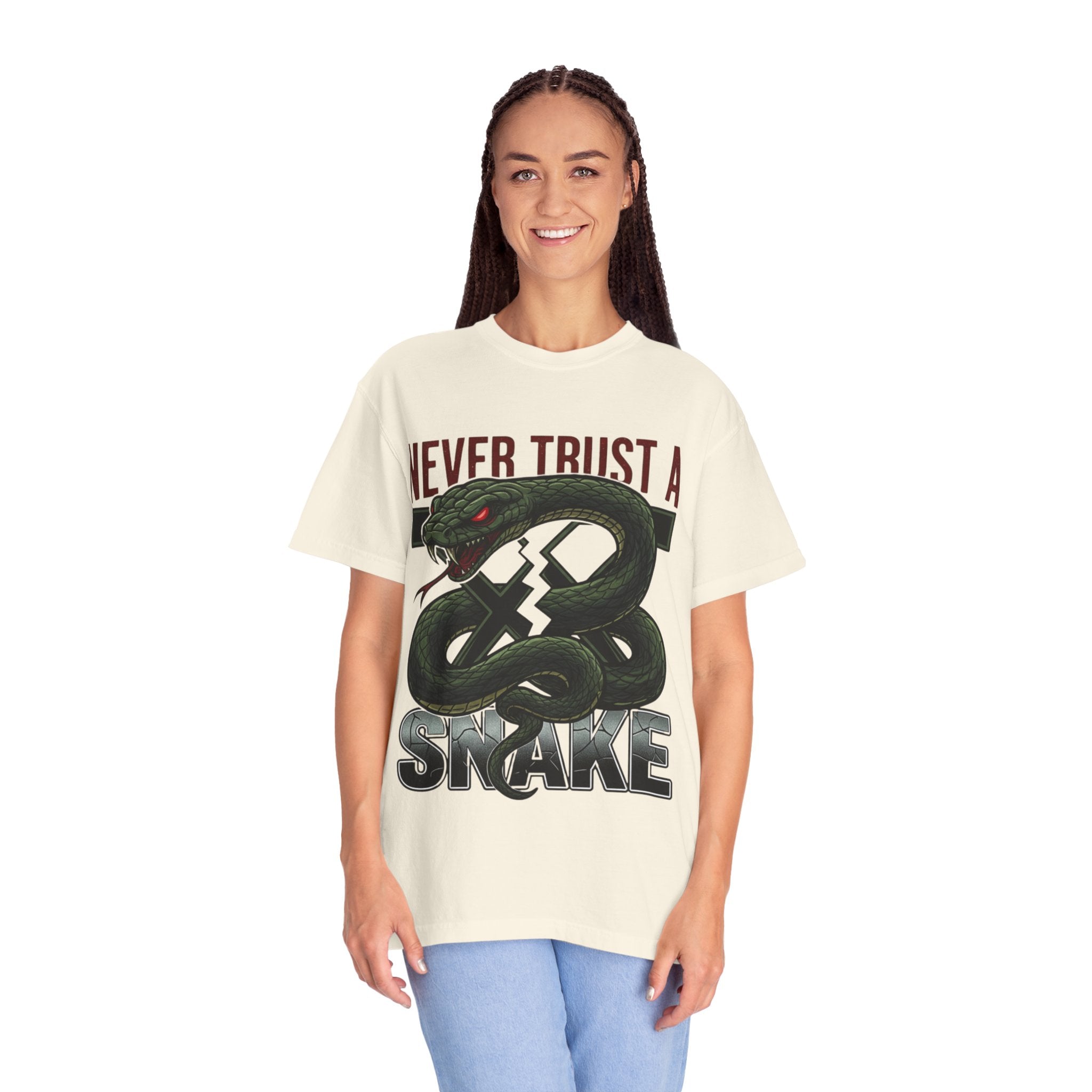 Never Trust a Snake Graphic T-Shirt — Vintage Snake Illustration Tee