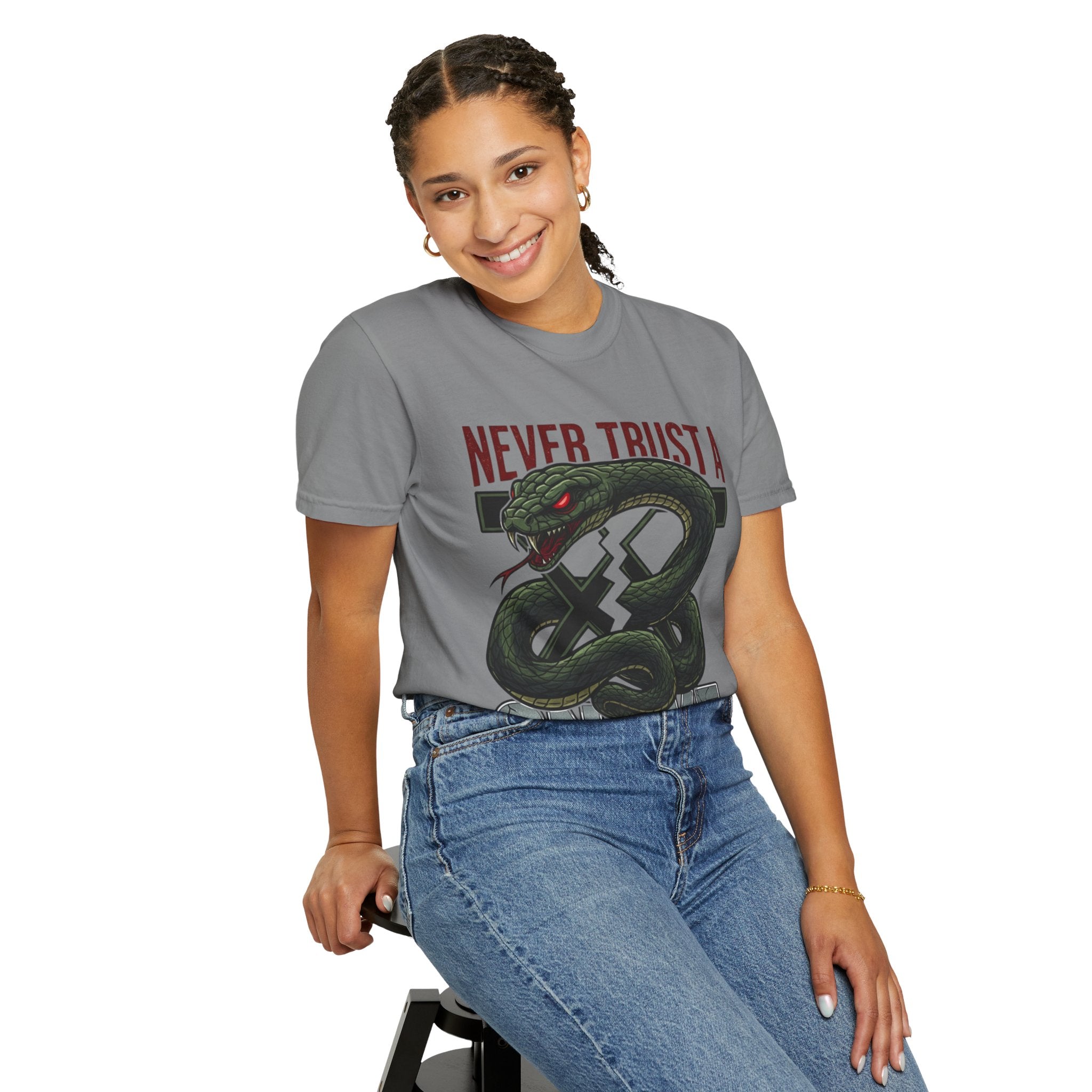 Never Trust a Snake Graphic T-Shirt — Vintage Snake Illustration Tee