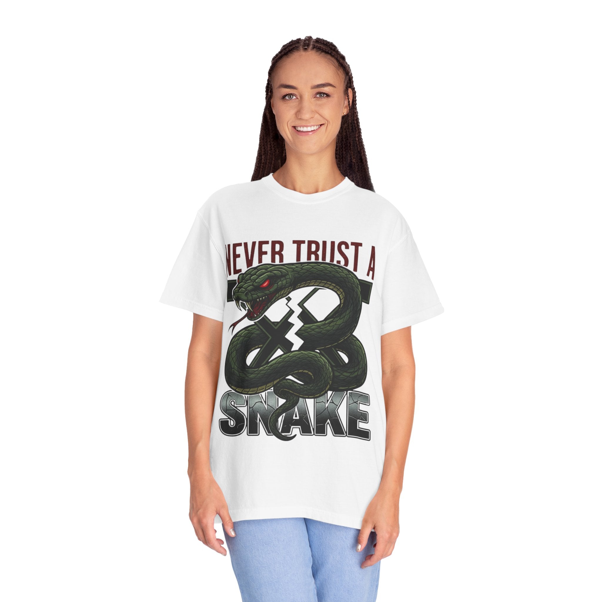 Never Trust a Snake Graphic T-Shirt — Vintage Snake Illustration Tee