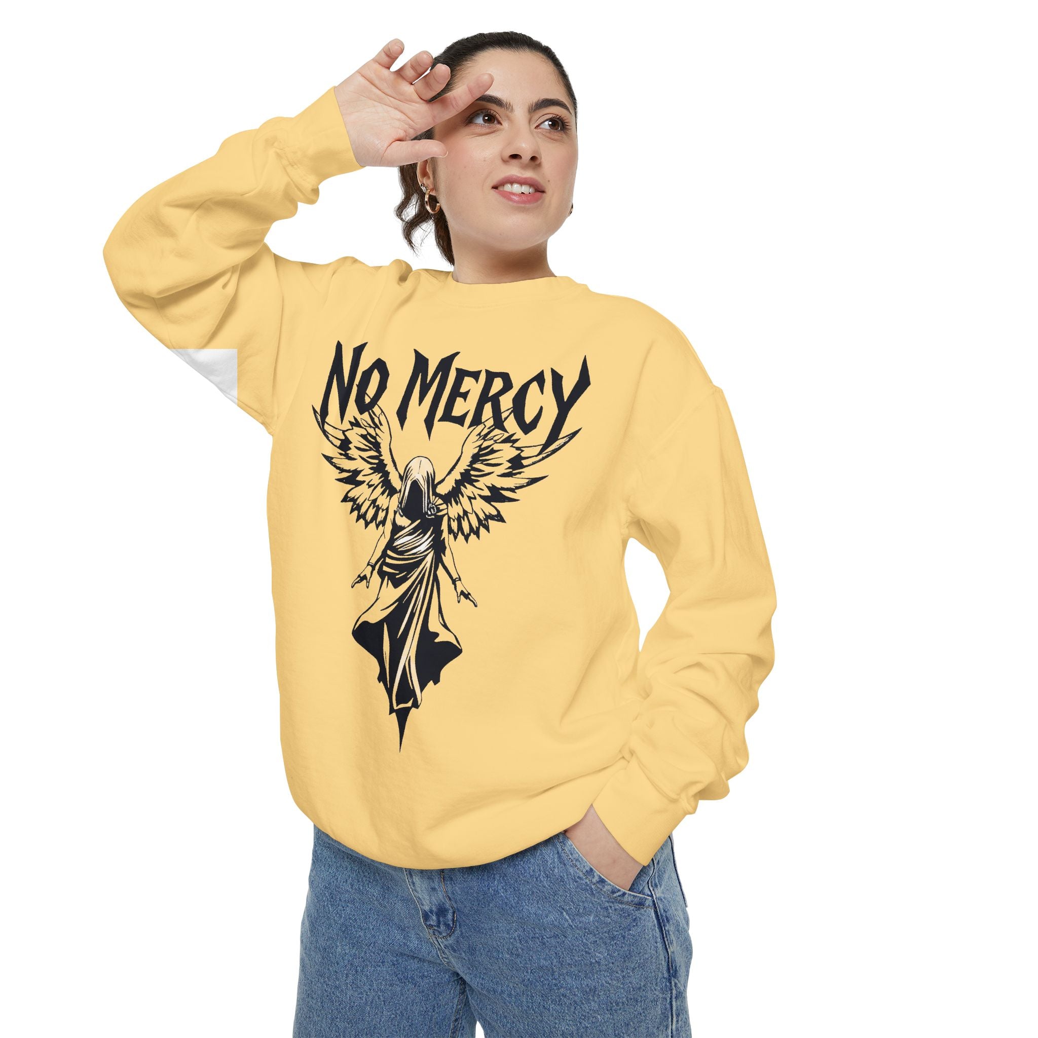 No Mercy Angel Sweatshirt — Gothic Graphic Crewneck