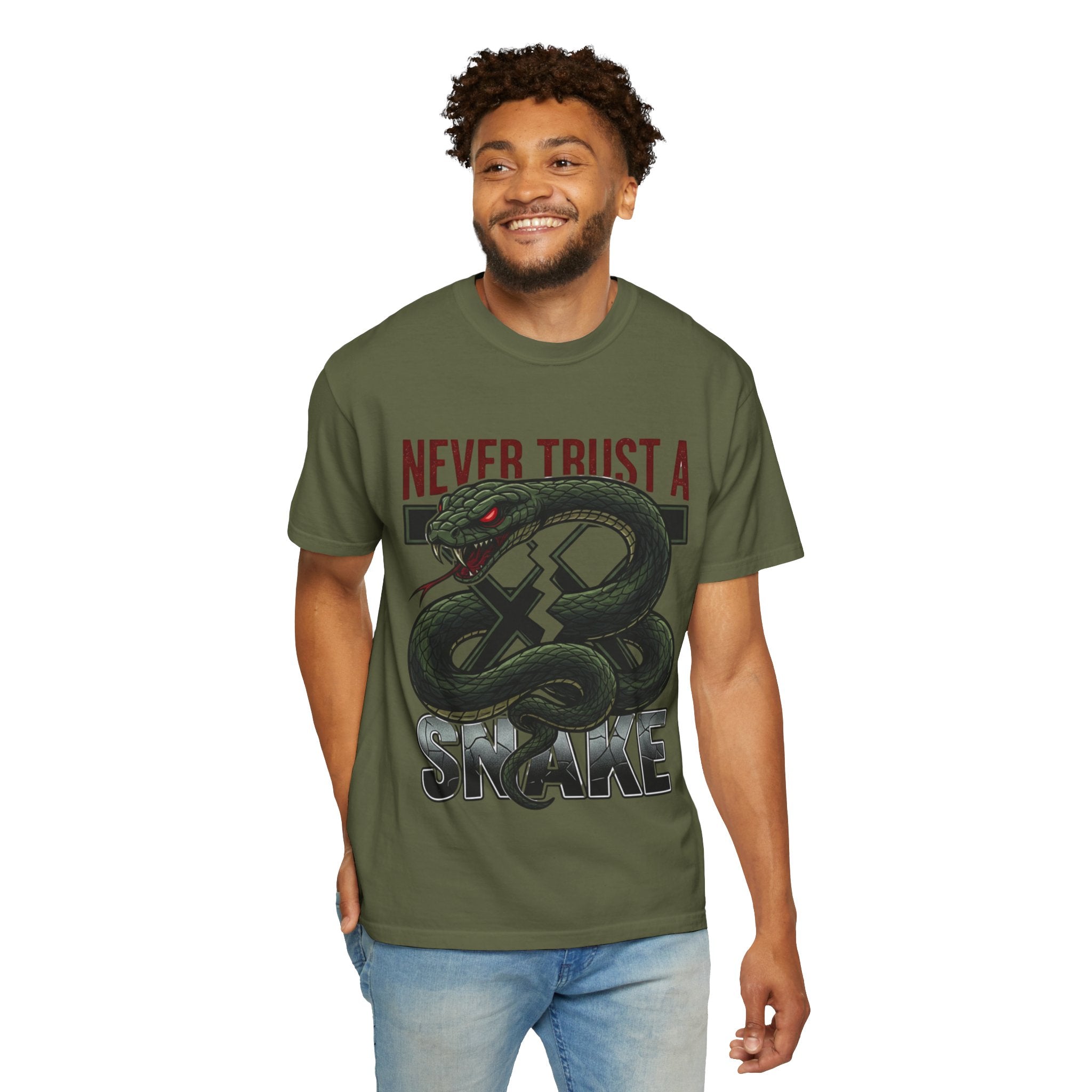 Never Trust a Snake Graphic T-Shirt — Vintage Snake Illustration Tee