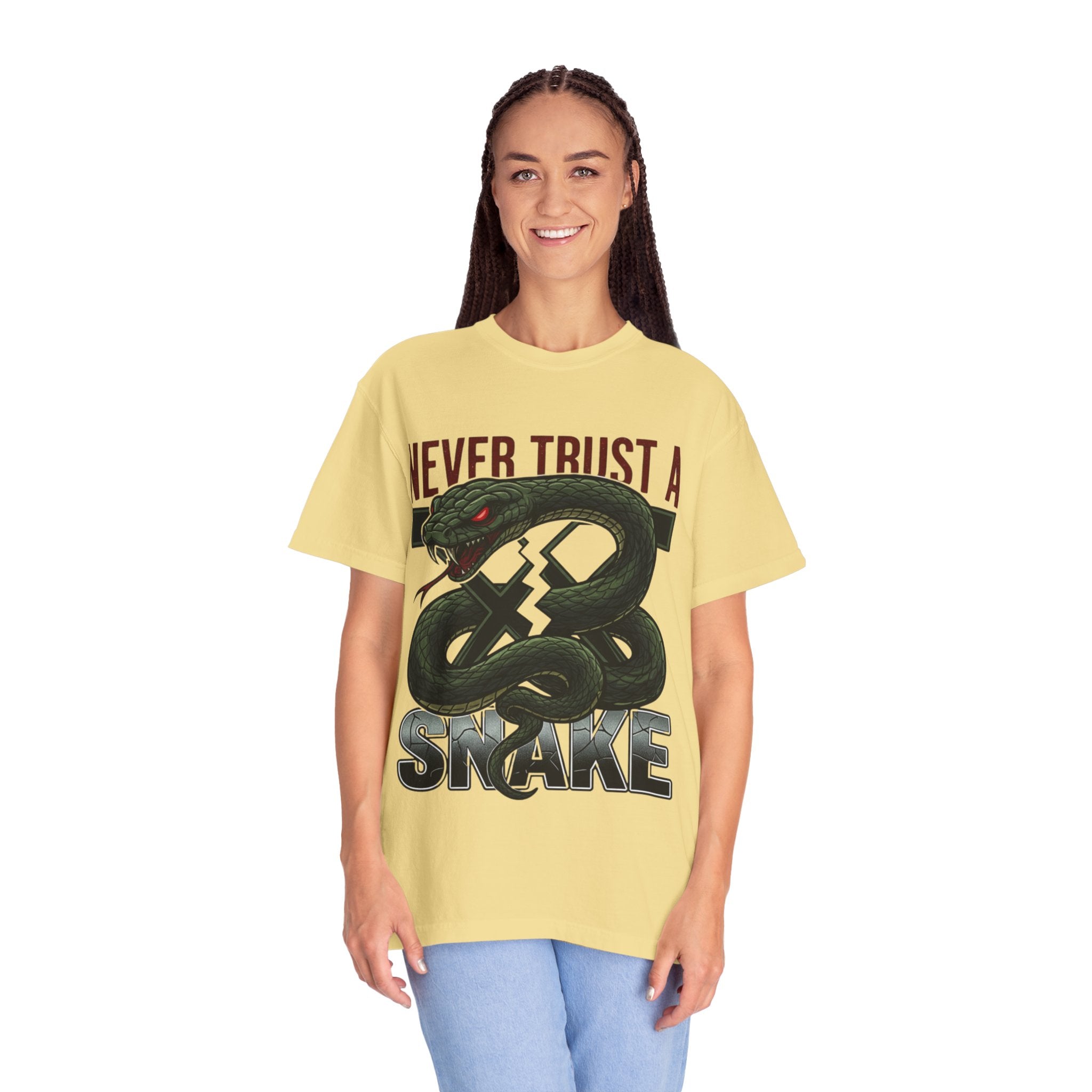 Never Trust a Snake Graphic T-Shirt — Vintage Snake Illustration Tee